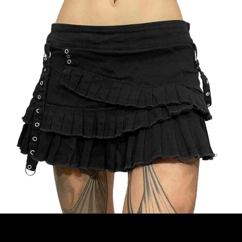 Black Ruffled Mini Skirt